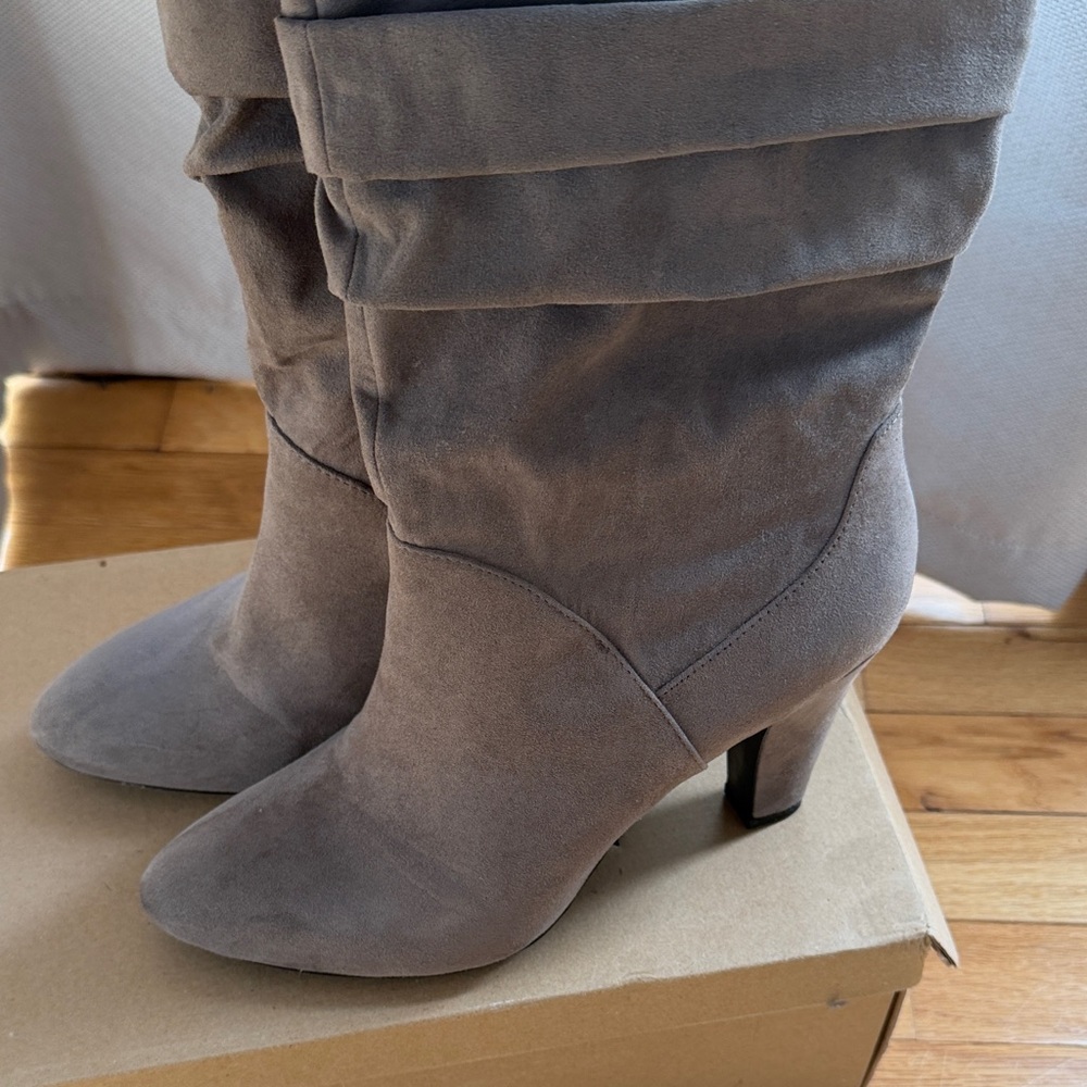 Nine West Taupe Suede Heeled Boots